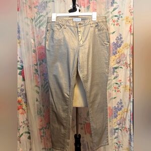 Liz Claiborne pewter subtly metallic skinny jeans, size 8